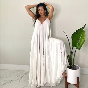 White silk wedding gown